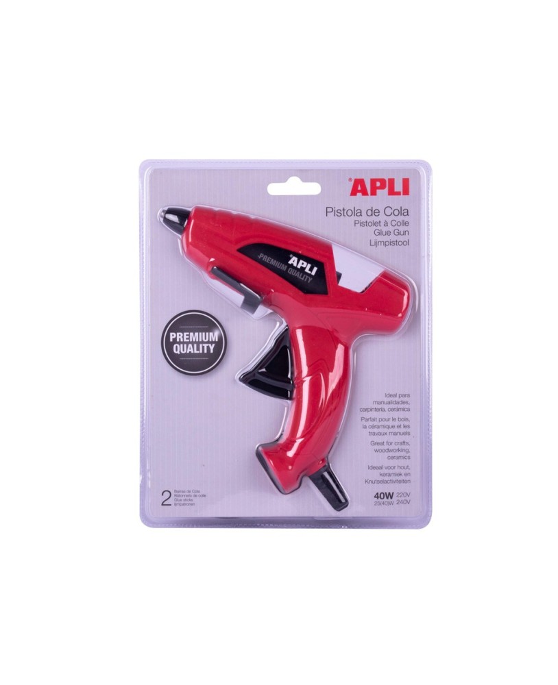 Pistola de Cola Quente Apli 40W Ø 11 mm+ 2 Recargas (1 Uni.)