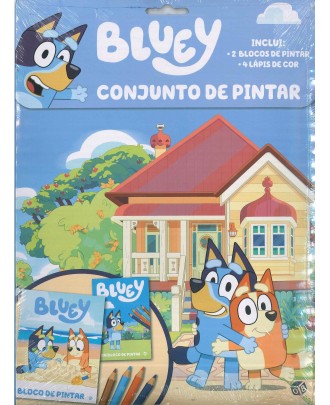 Bluey: Conjunto de Pintar com Dois Blocos e Lápis de Cor