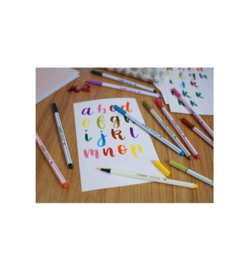 Marcador Stabilo Aguarelavel Pen 68 Brush Ponta Pincel Estojo de 12 Unidades