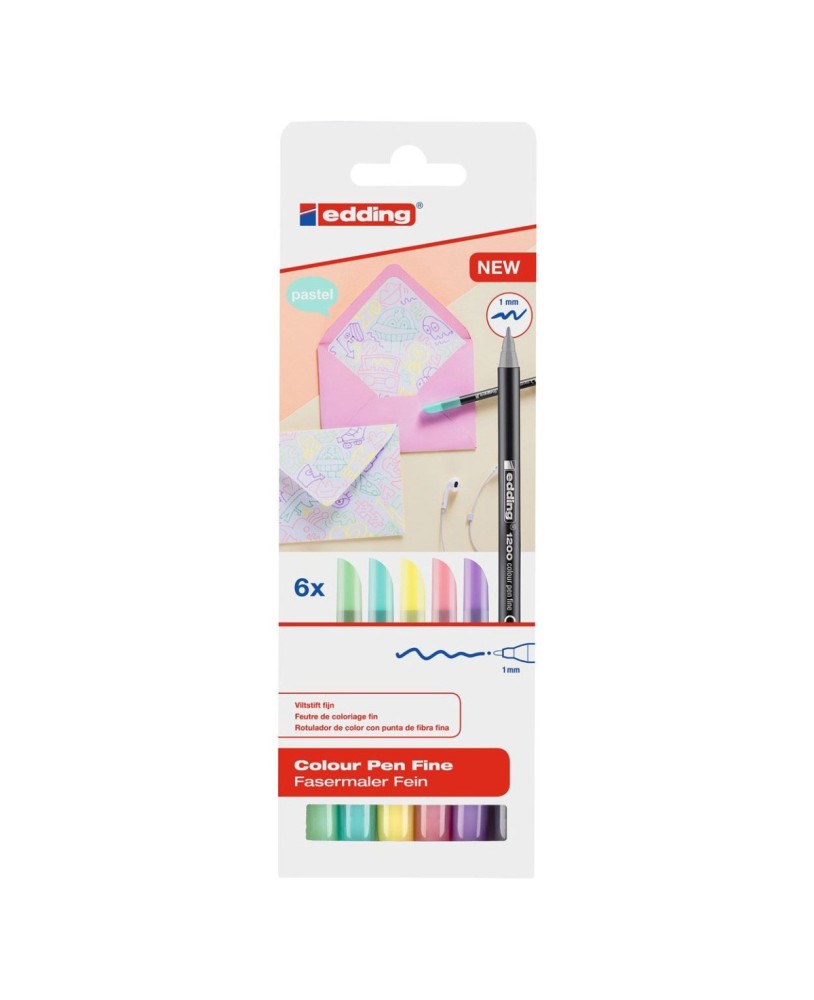 Marcador Edding 1200 1mm 6 Cores Pastel