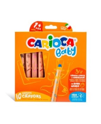 Lápis de Cera Carioca Baby 3 Em 1 42818 | Caixa com 10 Unidades