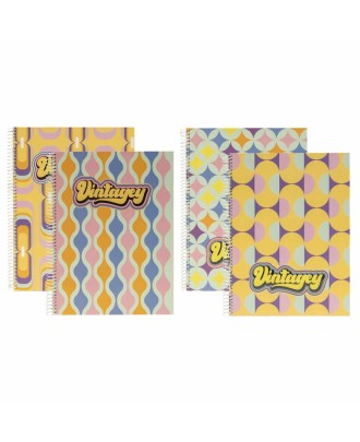 Caderno A4 Capa Dura Espiral Ancor Vintagey Pautado 80 Folhas 90g