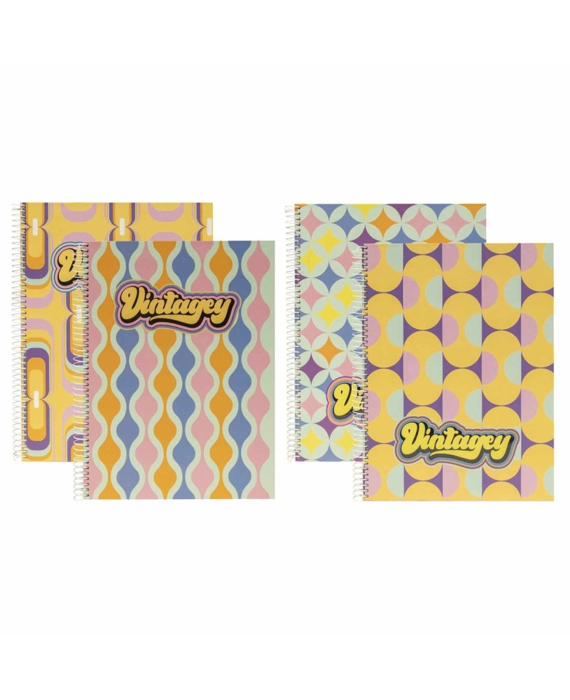 Caderno A4 Capa Dura Espiral Ancor Vintagey Pautado 80 Folhas 90g