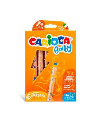 Lápis de Cera Carioca Baby 3 em 1 Caixa com 6 Cores