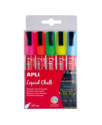 Marcador de Giz Líquido APLI 5,5mm 5 Cores