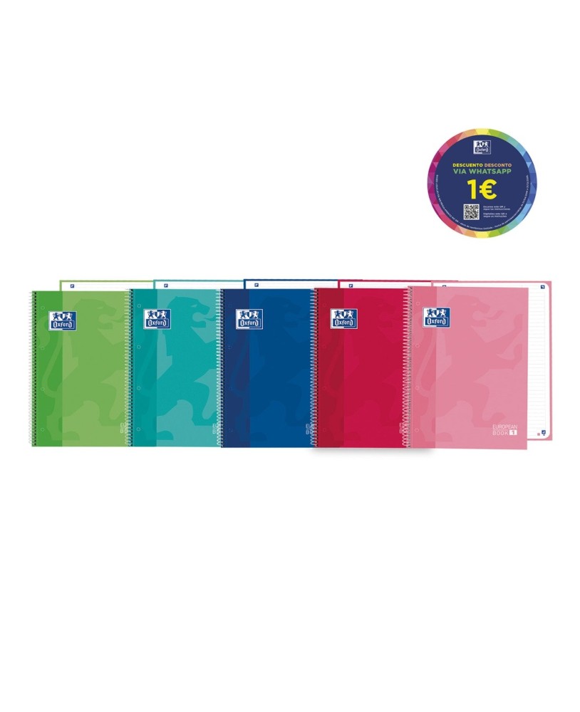 Caderno A4 Capa Dura Espiral Oxford Classic Europeanbook 1 Pautado 80 Folhas 90g Sortido