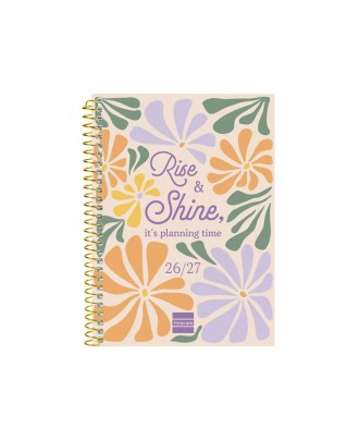 Agenda Escolar Semanal 120x164mm 2026/27 12 Meses Espiral Finocam Gamma Shine