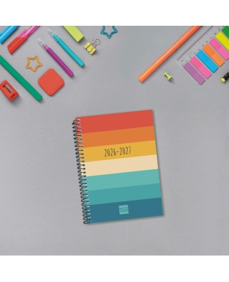 Agenda Escolar Semanal 120x164mm 2026/27 12 Meses Espiral Finocam Gamma Colors