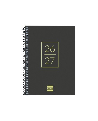Agenda Escolar Semanal 120x164mm 2026/27 12 Meses Espiral Finocam Gamma Negro