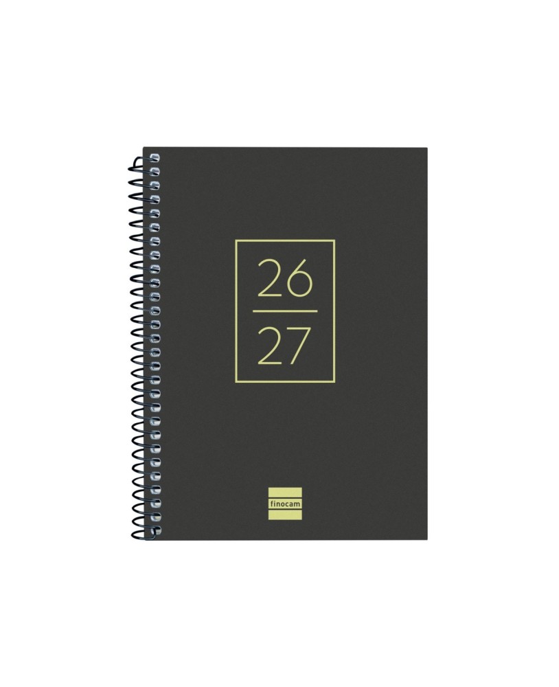 Agenda Escolar Semanal 120x164mm 2026/27 12 Meses Espiral Finocam Gamma Negro