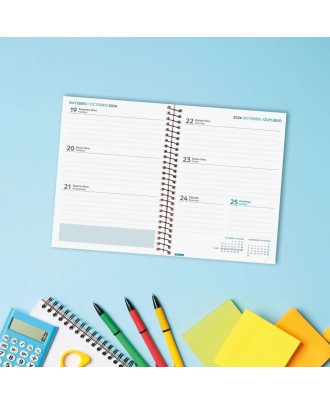 Agenda Escolar Semanal 120x164mm 2026/27 12 Meses Espiral Finocam Gamma Negro