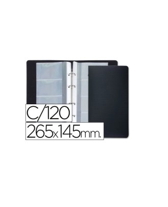 Porta Cartões de Visita 4 Aneis Liderpapel Capacidade 120 Cartões