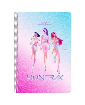Caderno A4 Espiral Quadriculado Huntrix K-Pop Demon Hunters