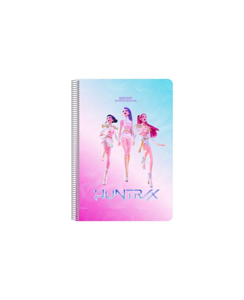 Caderno A4 Espiral Quadriculado Huntrix K-Pop Demon Hunters