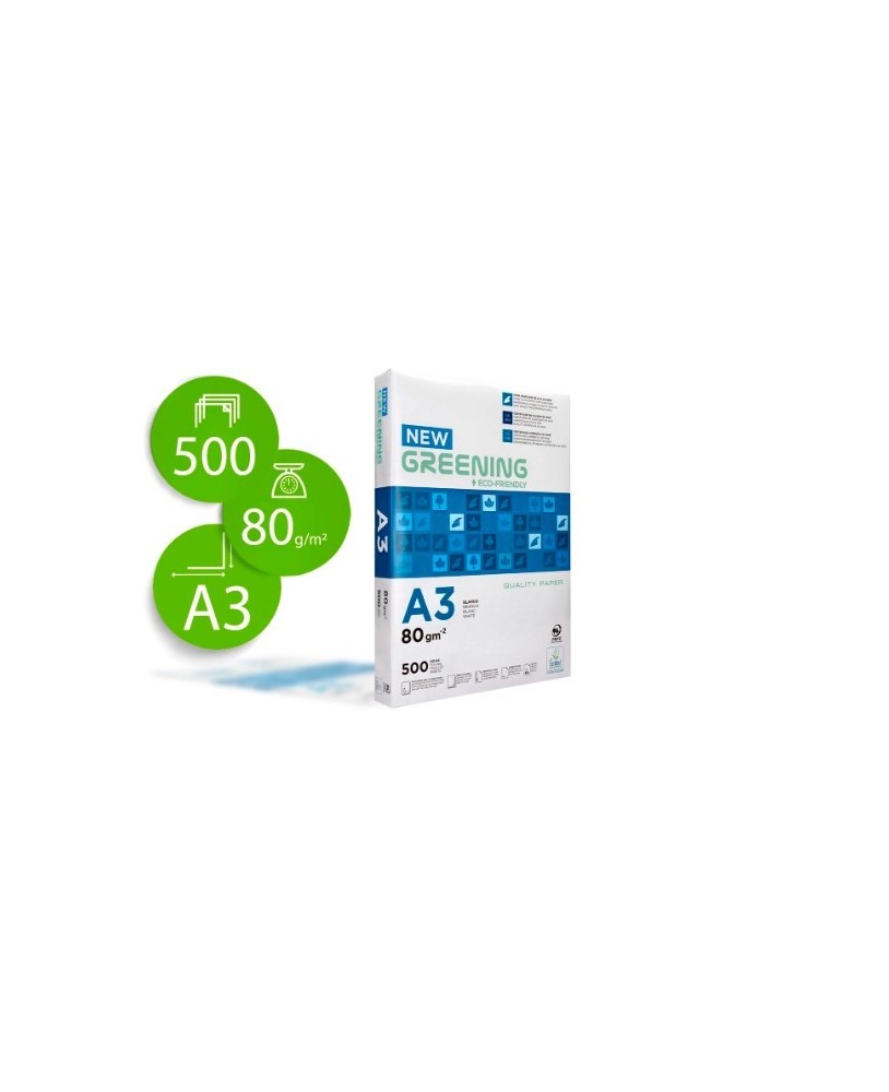 Papel Fotocopia Greening A3 80 gr Embalagem de 500 Folhas