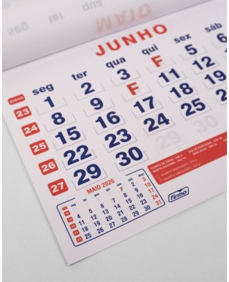 Calendário de Parede 33x26mm 2026