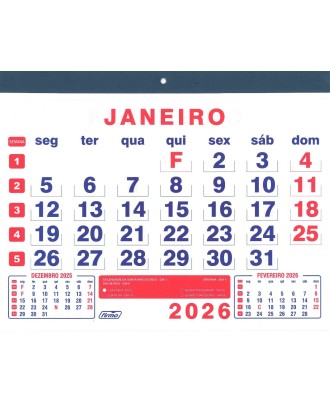Calendário de Parede 33x26mm 2026