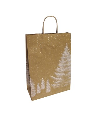 Saco de Papel Asa Torcida Natal Kraft  27x12x37cm