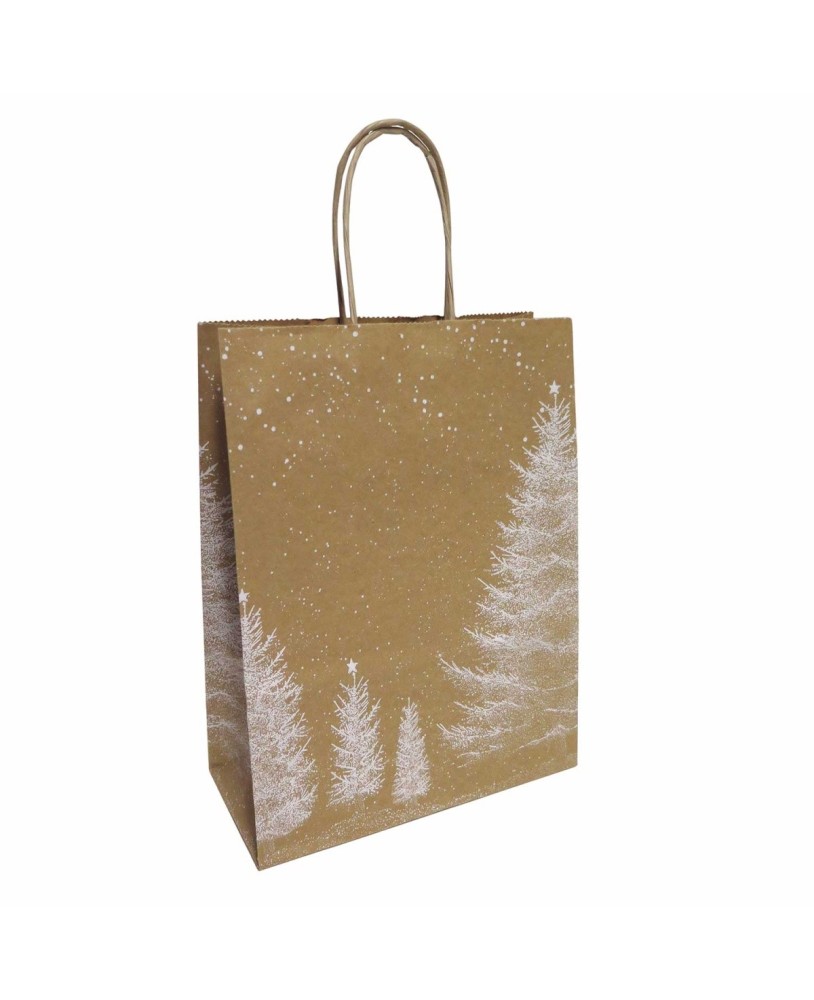 Saco de Papel Asa Torcida Natal kraft 18x8x24cm