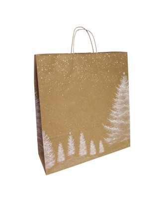 Saco de Papel Asa Torcida Natal Kraft 45x15x49cm