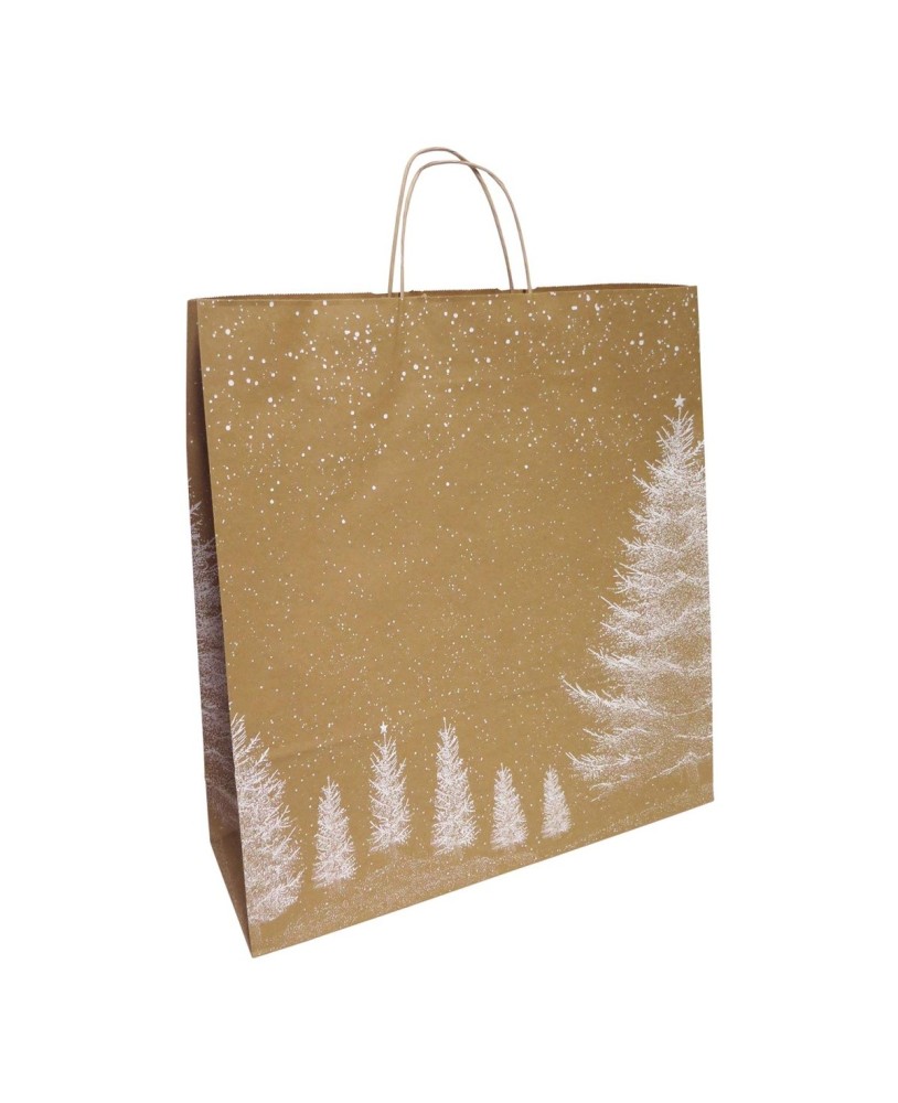 Saco de Papel Asa Torcida Natal Kraft 45x15x49cm