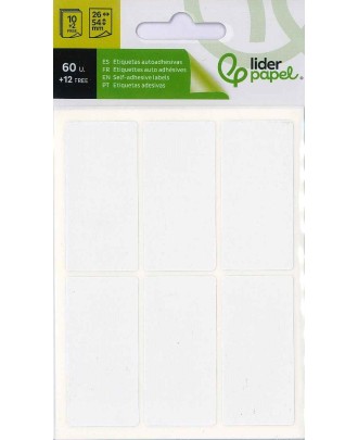 Etiquetas Adesivas Liderpapel 10 + 2 Folhas 26x54 mm 72 Etiquetas