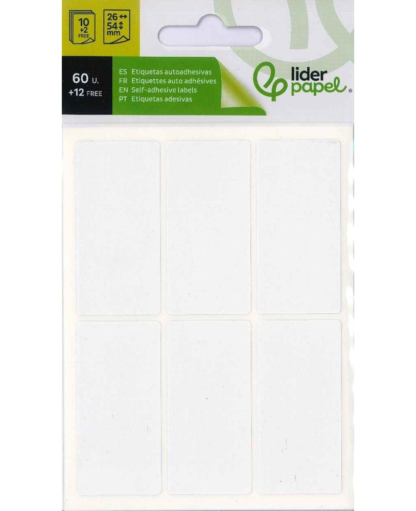 Etiquetas Adesivas Liderpapel 10 + 2 Folhas 26x54 mm 72 Etiquetas