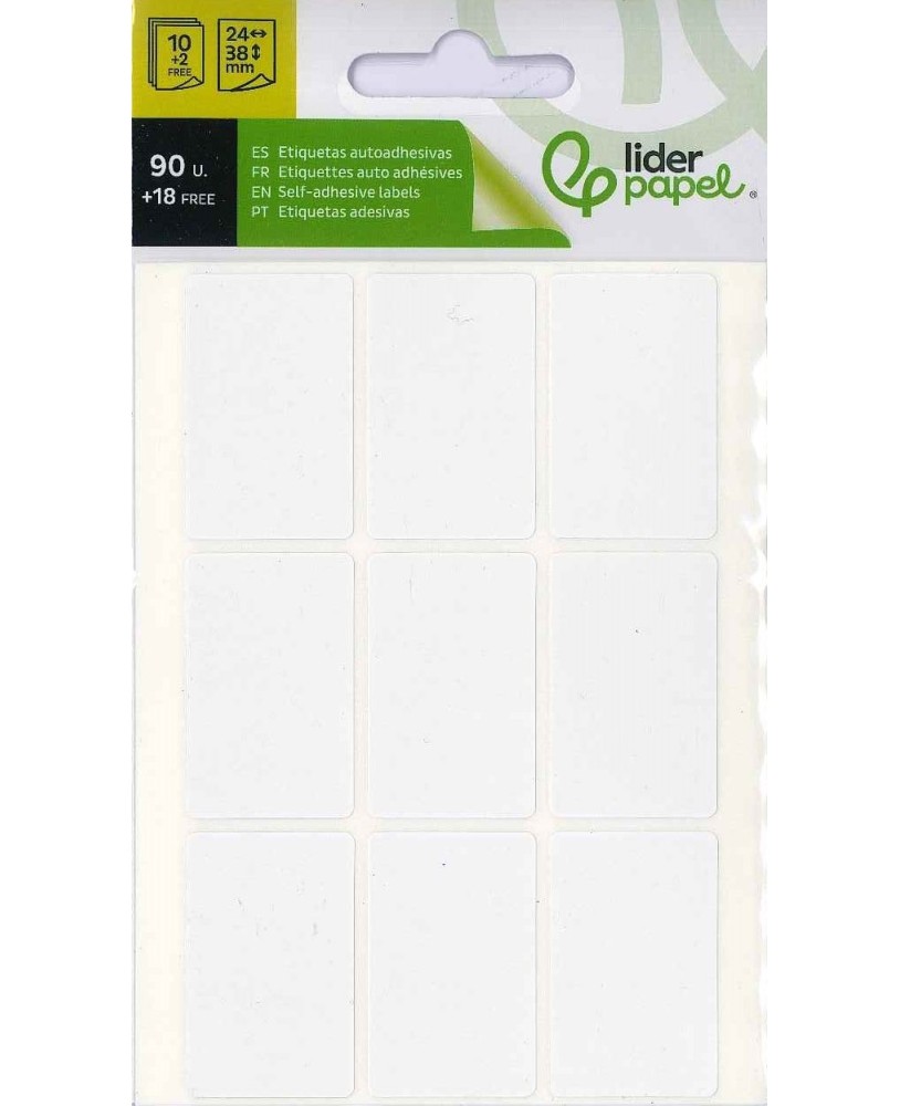 Etiquetas Adesivas Liderpapel 10 + 2 Folhas 24x38 mm 108 Etiquetas