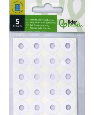 Argolas Autoadesiva Liderpapel Brancas Bolsa com 5 Folhas