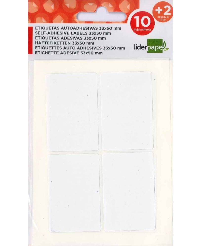 Etiquetas Adesivas Liderpapel 10 + 2 Folhas 33x50 mm 48 Etiquetas