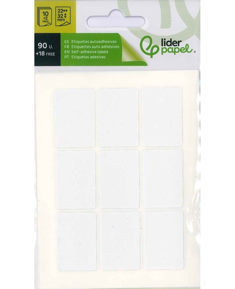 Etiquetas Adesivas Liderpapel 10 + 2 Folhas 22x32 mm 108 Etiquetas