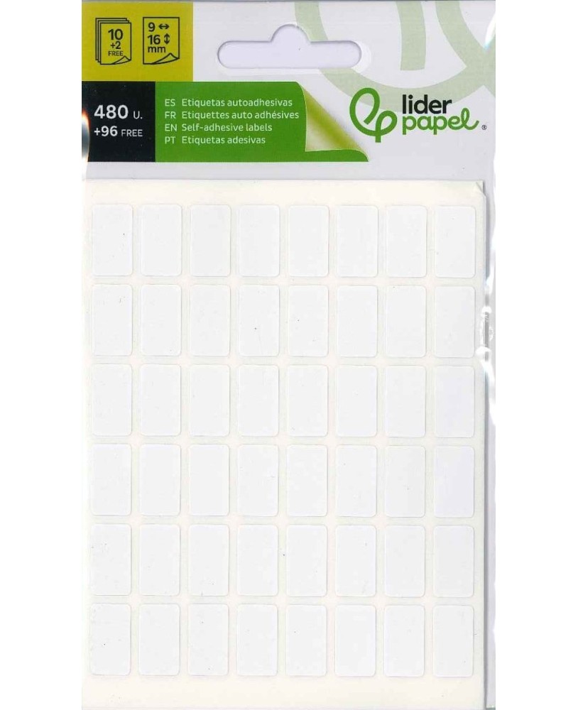 EtiquetasAdesivas Liderpapel 10 + 2 Folhas 12x30 mm 216 Etiquetas