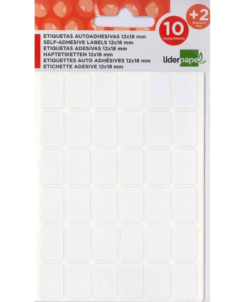 Etiquetas Adesivas Liderpapel 10 + 2 Folhas 12x18 mm 432 Etiquetas